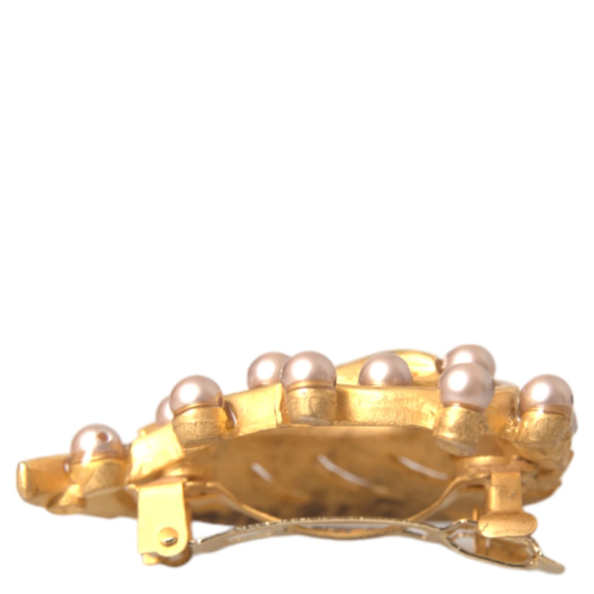 Gold Brass Leaf Embellished Jewelry Brooch Hair Pin