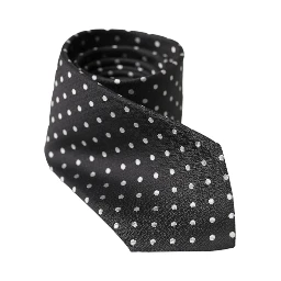 Black White Polka Dots 100% Silk Necktie Face Mask