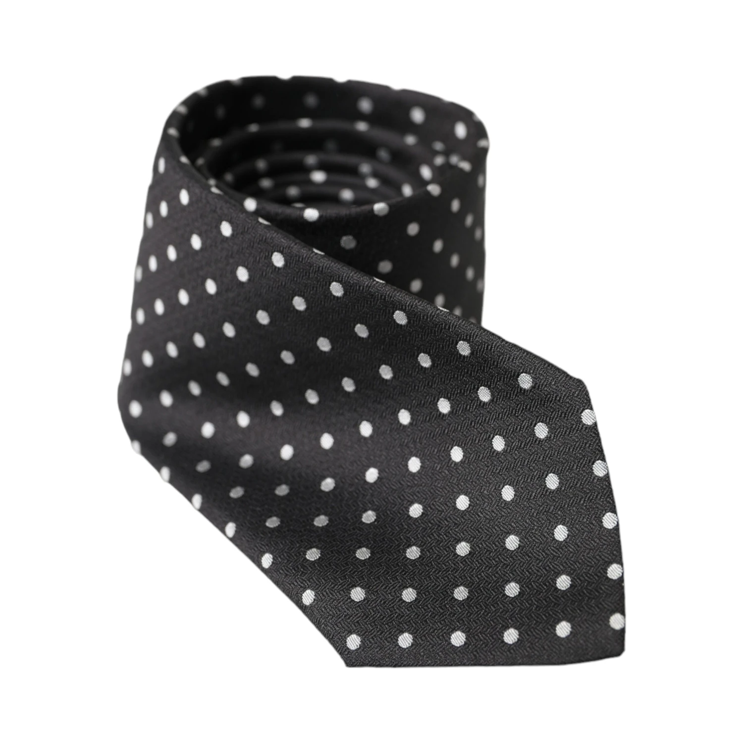 Black White Polka Dots 100% Silk Necktie Face Mask