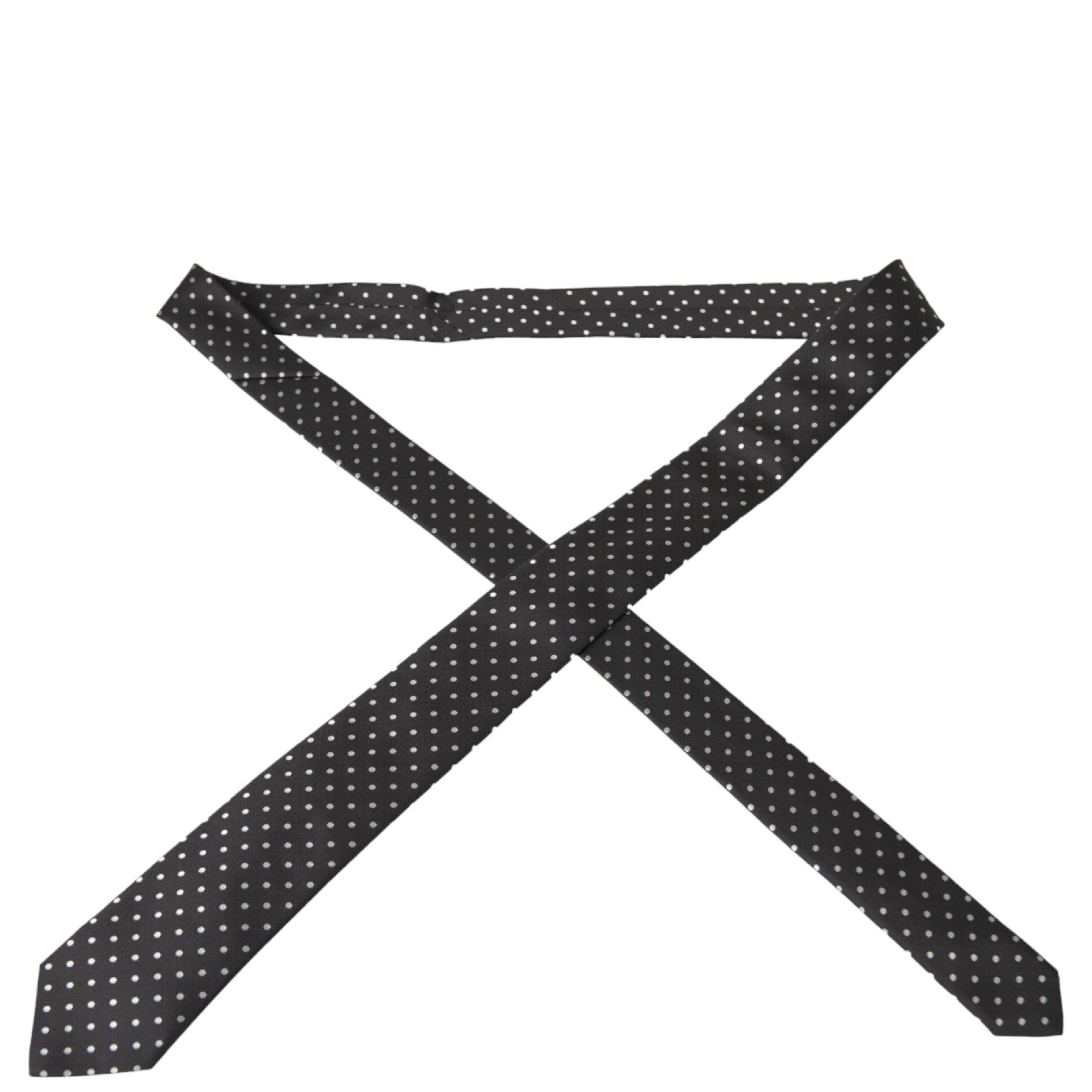 Black White Polka Dots 100% Silk Necktie Face Mask