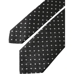 Black White Polka Dots 100% Silk Necktie Face Mask