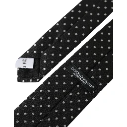 Black White Polka Dots 100% Silk Necktie Face Mask
