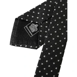 Black White Polka Dots 100% Silk Necktie Face Mask