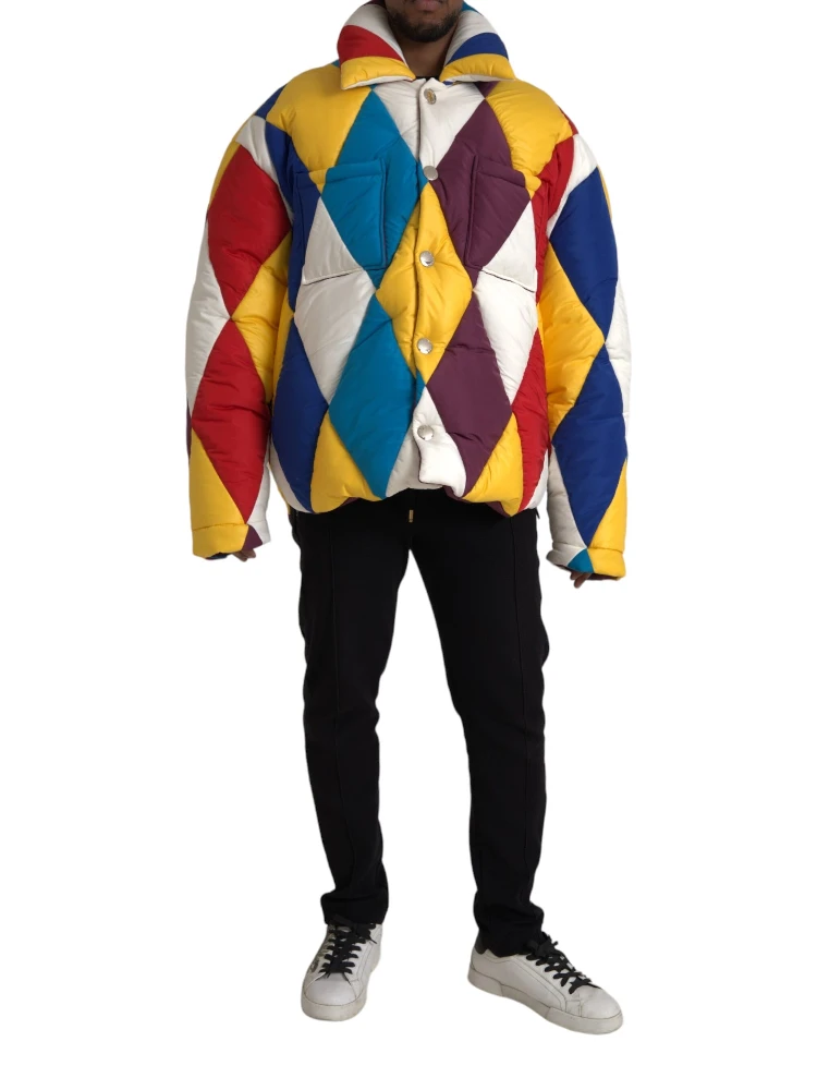 Multicolor Windbreaker Puffer Jacket Men