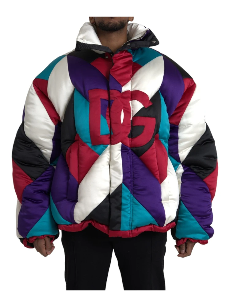Multicolor Logo Windbreaker Puffer Jacket