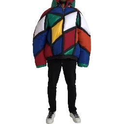 Multicolor Quilted Hooded Puffer Jacket