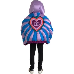 Multicolor Heart Logo Hooded Puffer Jacket