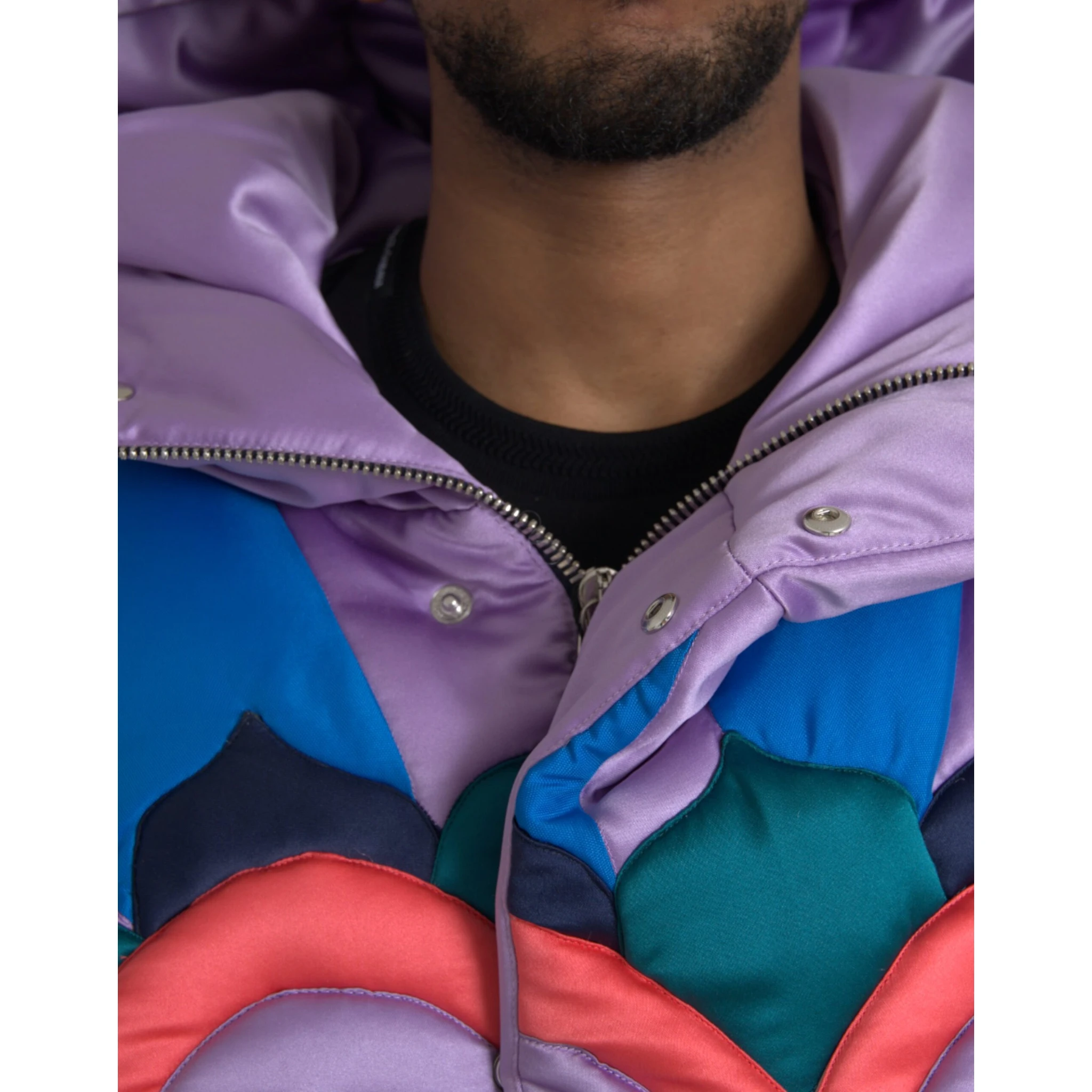 Multicolor Heart Logo Hooded Puffer Jacket