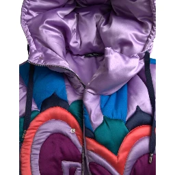 Multicolor Heart Logo Hooded Puffer Jacket