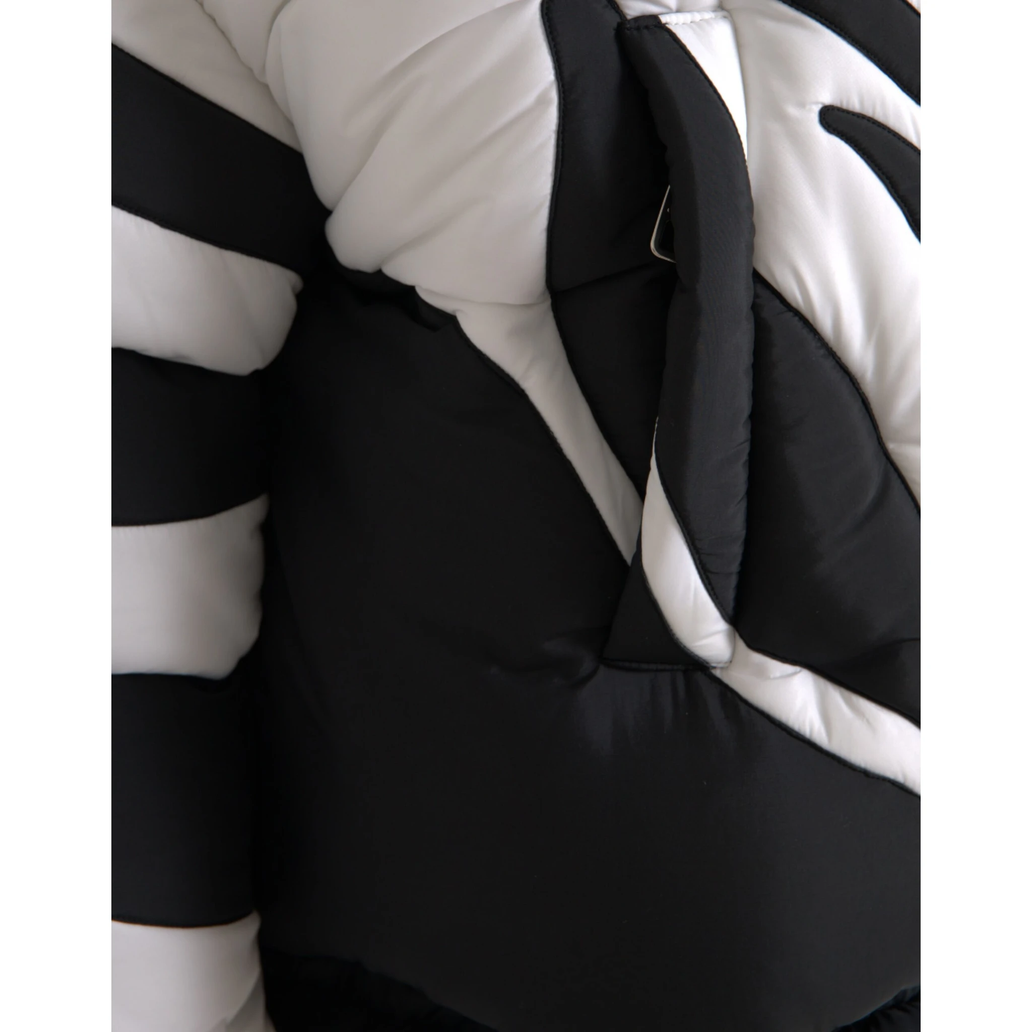 Black White Stripes Hooded Puffer Jacket