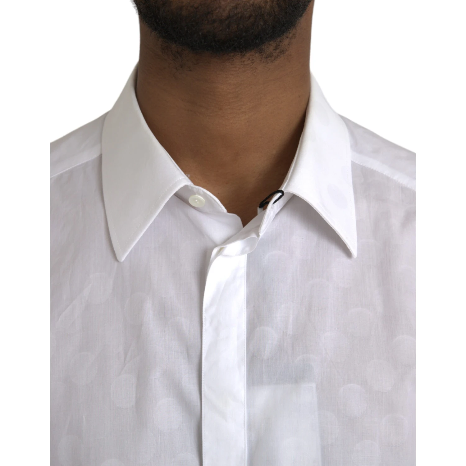 White Polka Dotted Cotton Dress GOLD Shirt