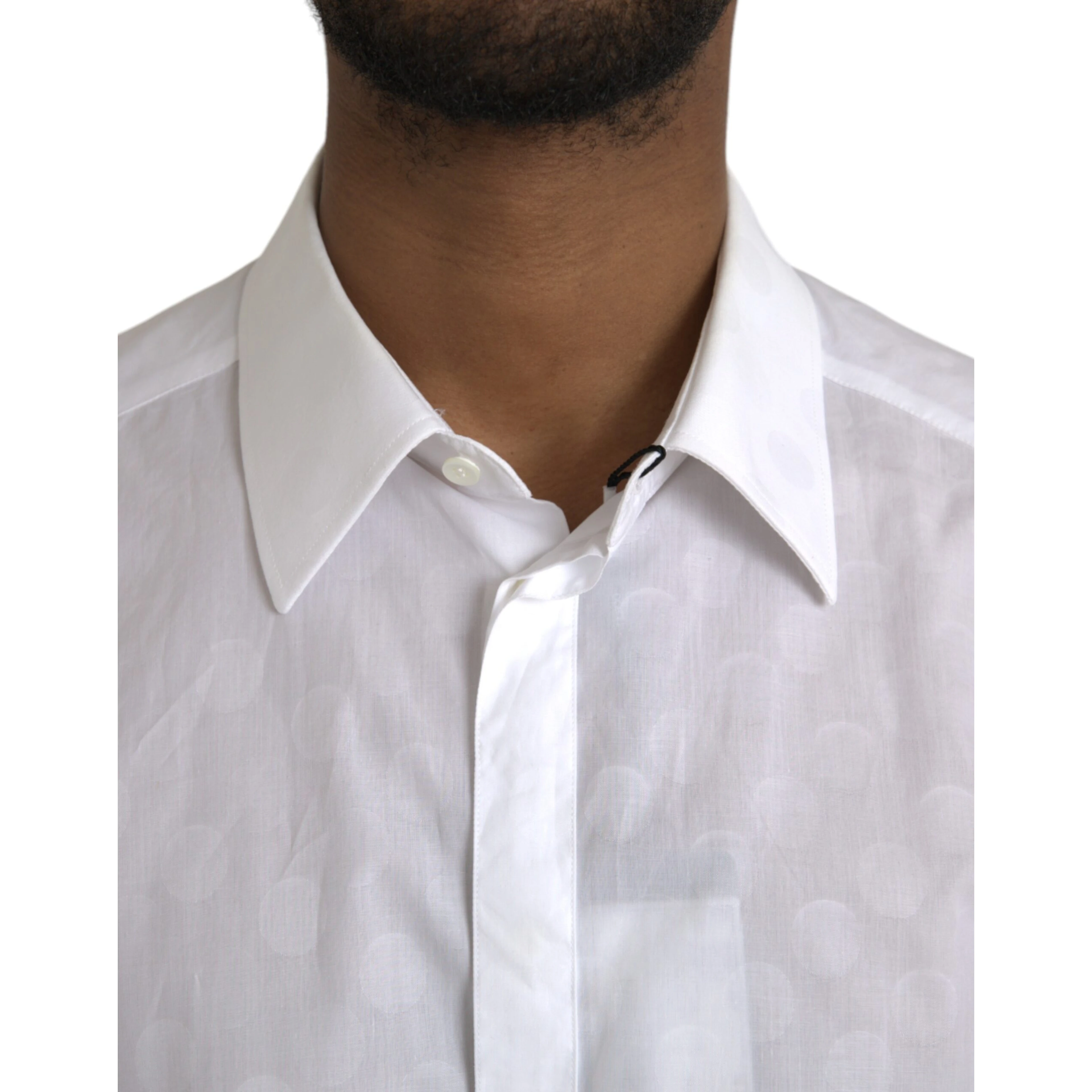White Polka Dotted Cotton Dress GOLD Shirt