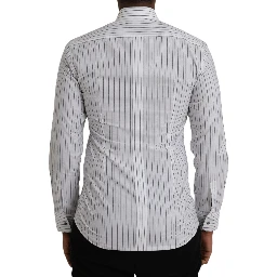 Black White Striped Formal Dress GOLD Shirt