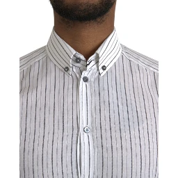 Black White Striped Formal Dress GOLD Shirt
