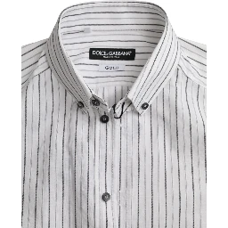 Black White Striped Formal Dress GOLD Shirt