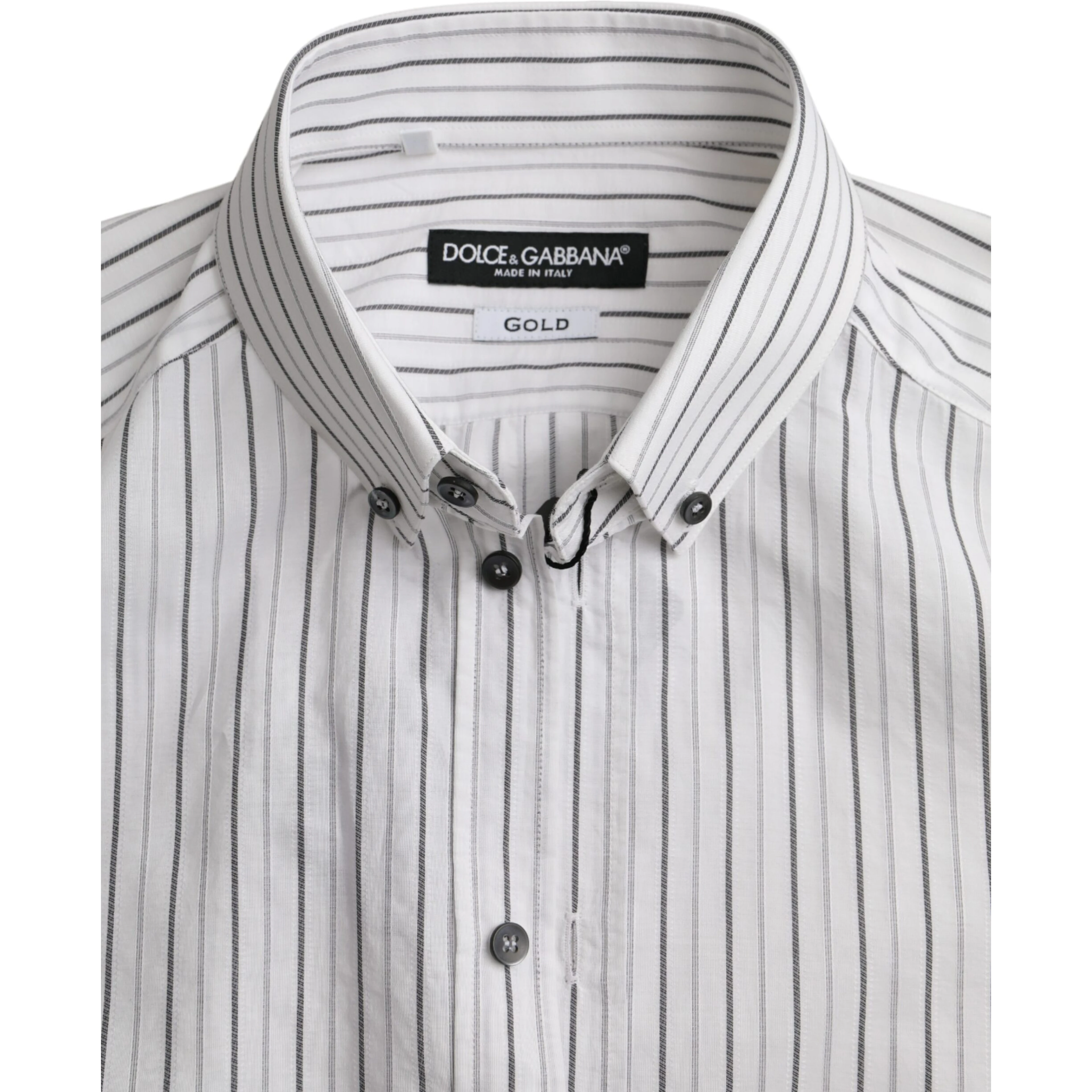 Black White Striped Formal Dress GOLD Shirt