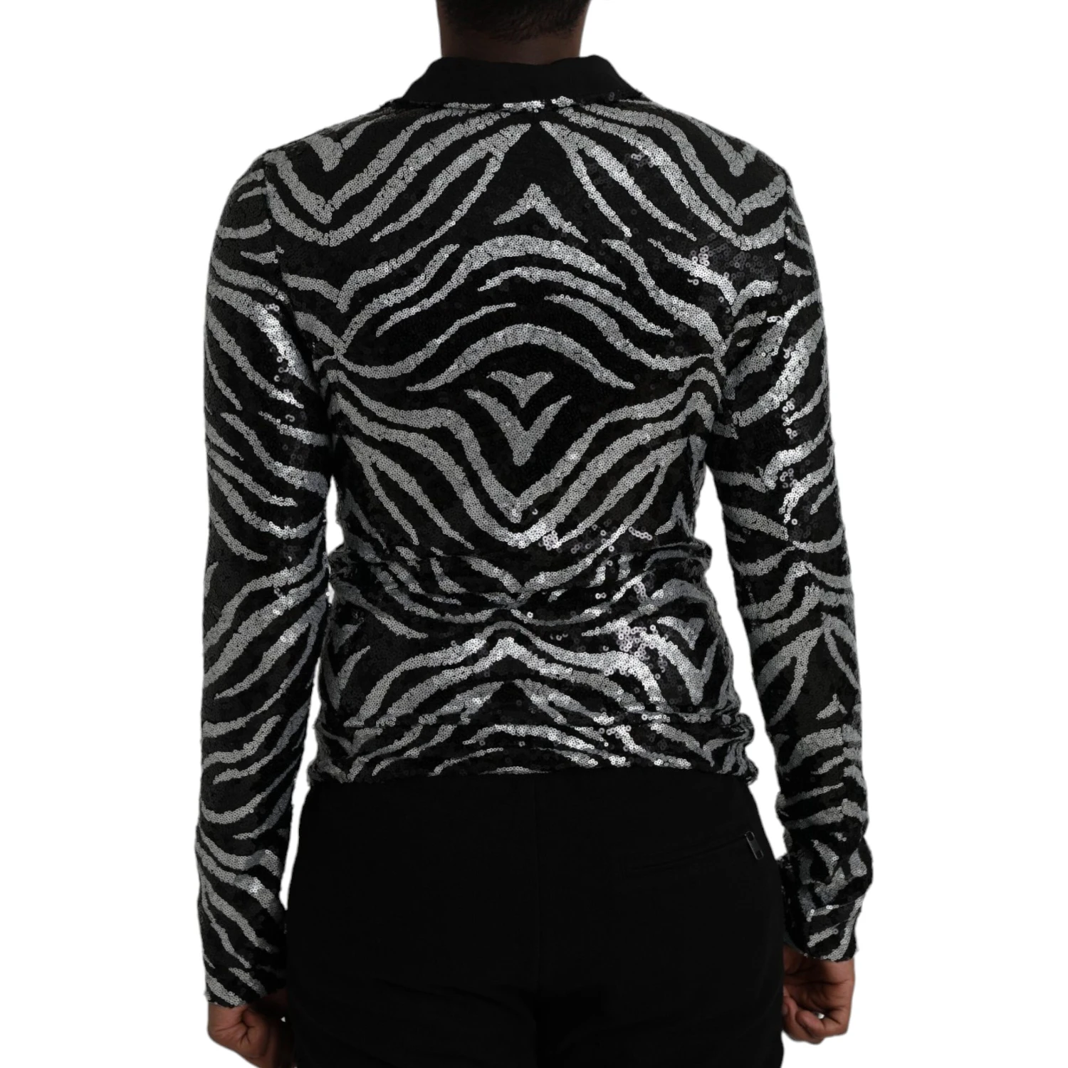 Black Silver Sequined Polyester Sweater