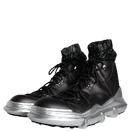 Black Nylon Galileo High Top Sneakers Shoes