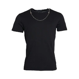 Black Cotton Silver Chain Short Sleeve T-shirt