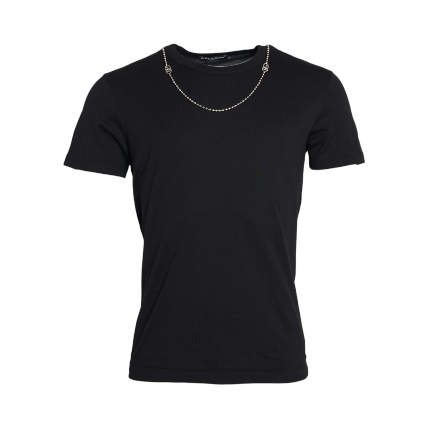Black Cotton Silver Chain Short Sleeve T-shirt