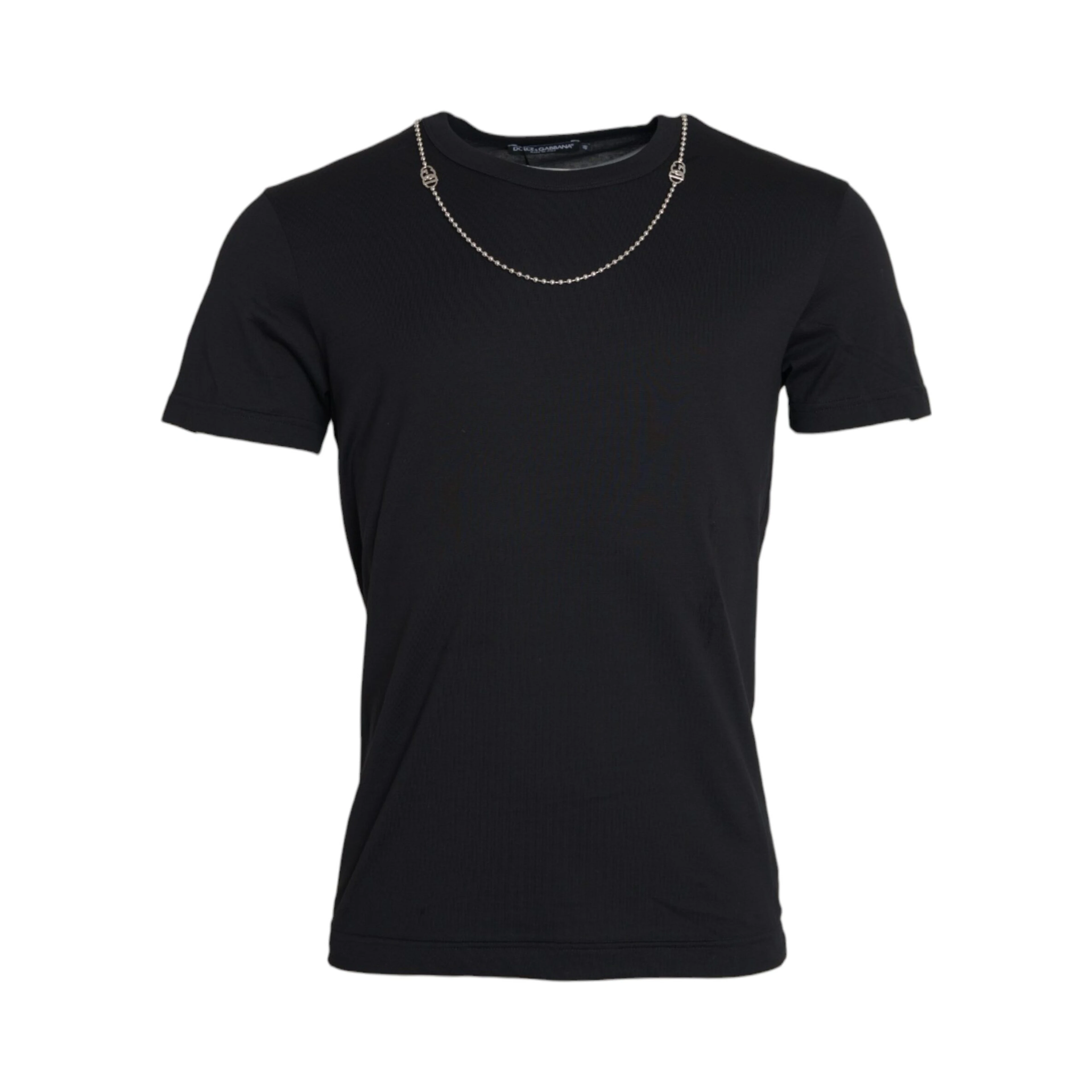 Black Cotton Silver Chain Short Sleeve T-shirt