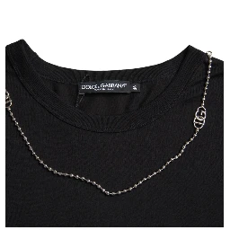 Black Cotton Silver Chain Short Sleeve T-shirt
