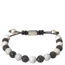 CZ Crystal Ball Black White Beaded Bracelet