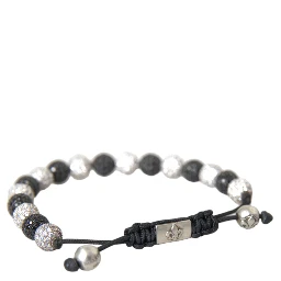 CZ Crystal Ball Black White Beaded Bracelet