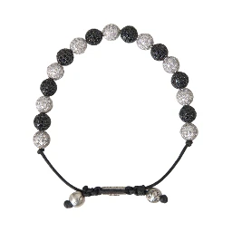 CZ Crystal Ball Black White Beaded Bracelet