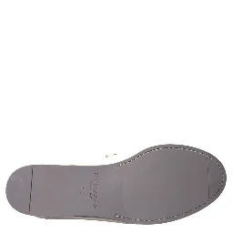 White Gray Leather Slip Mocassin Shoes Loafer