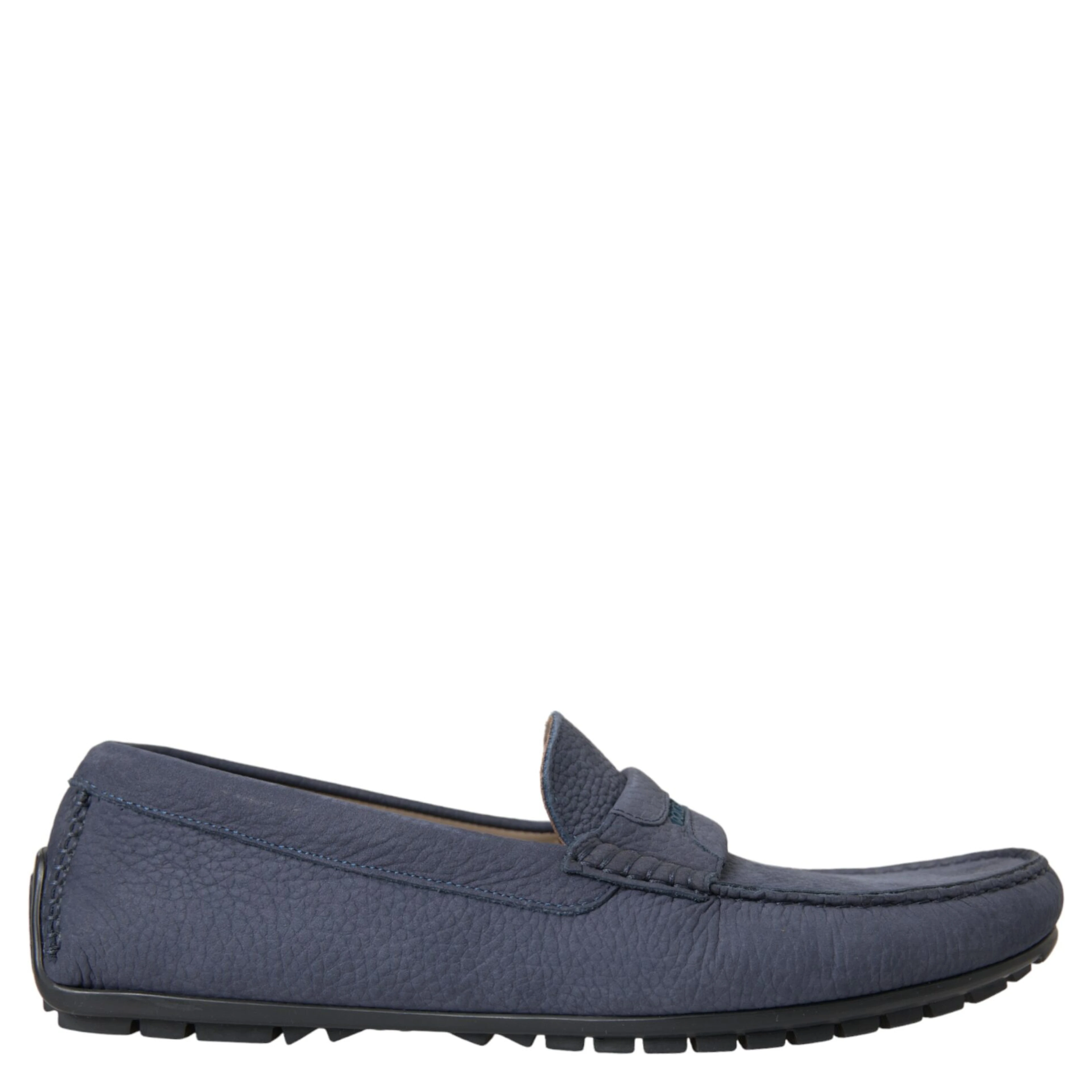 Blue Calf Leather Slip On Moccasin Shoes