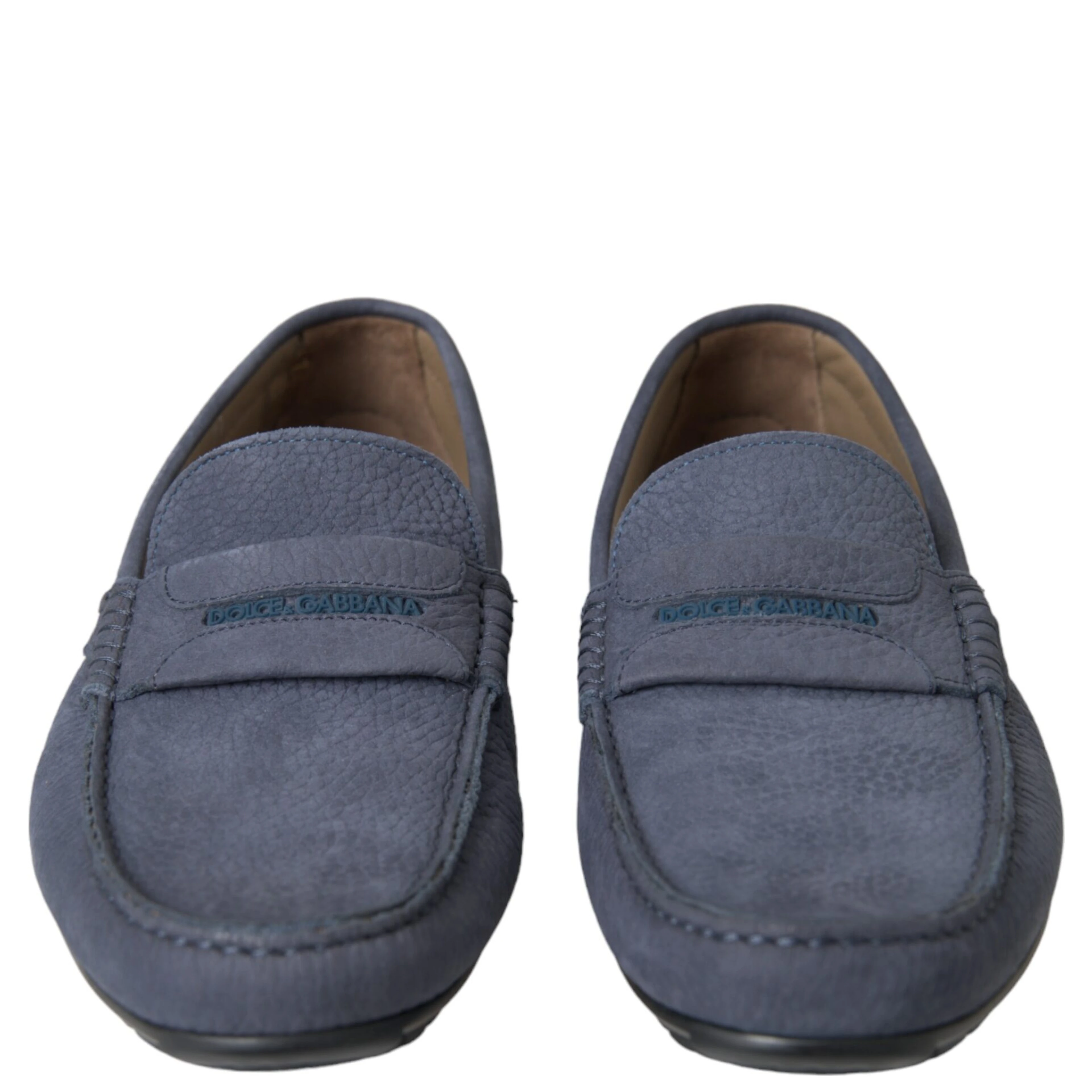 Blue Calf Leather Slip On Moccasin Shoes