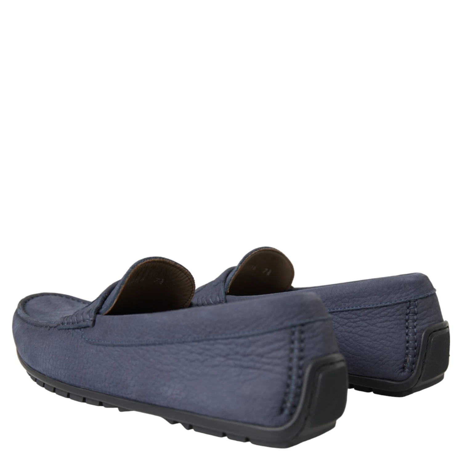 Blue Calf Leather Slip On Moccasin Shoes