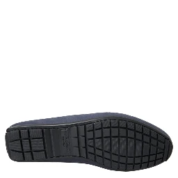 Blue Calf Leather Slip On Moccasin Shoes