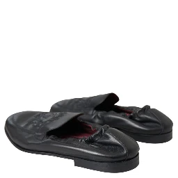 Black Logo Embroidered Leather Loafer Men Dress Shoes