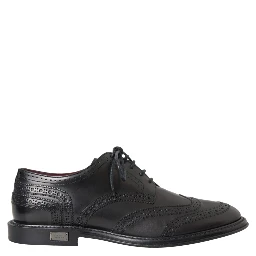 Black Leather Oxford Wingtip Formal Men Shoes