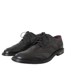 Black Leather Oxford Wingtip Formal Men Shoes
