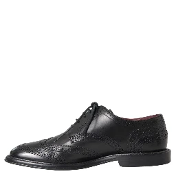 Black Leather Oxford Wingtip Formal Men Shoes