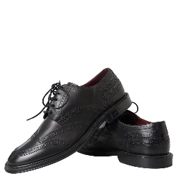 Black Leather Oxford Wingtip Formal Men Shoes
