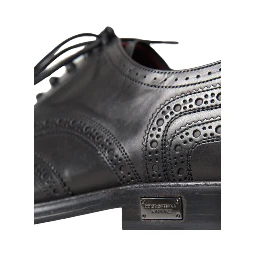 Black Leather Oxford Wingtip Formal Men Shoes