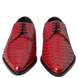 Red Textured Varnished Derby Men Formal Shoes