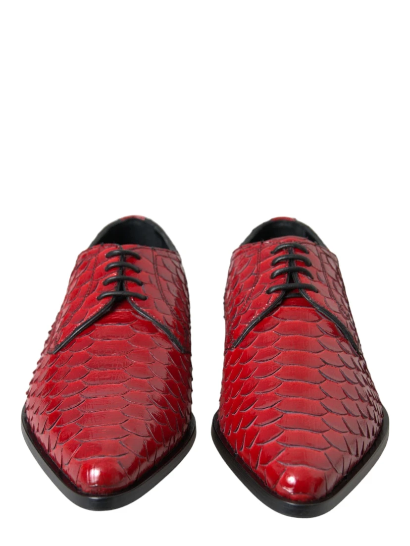 Red Textured Varnished Derby Men Formal Shoes