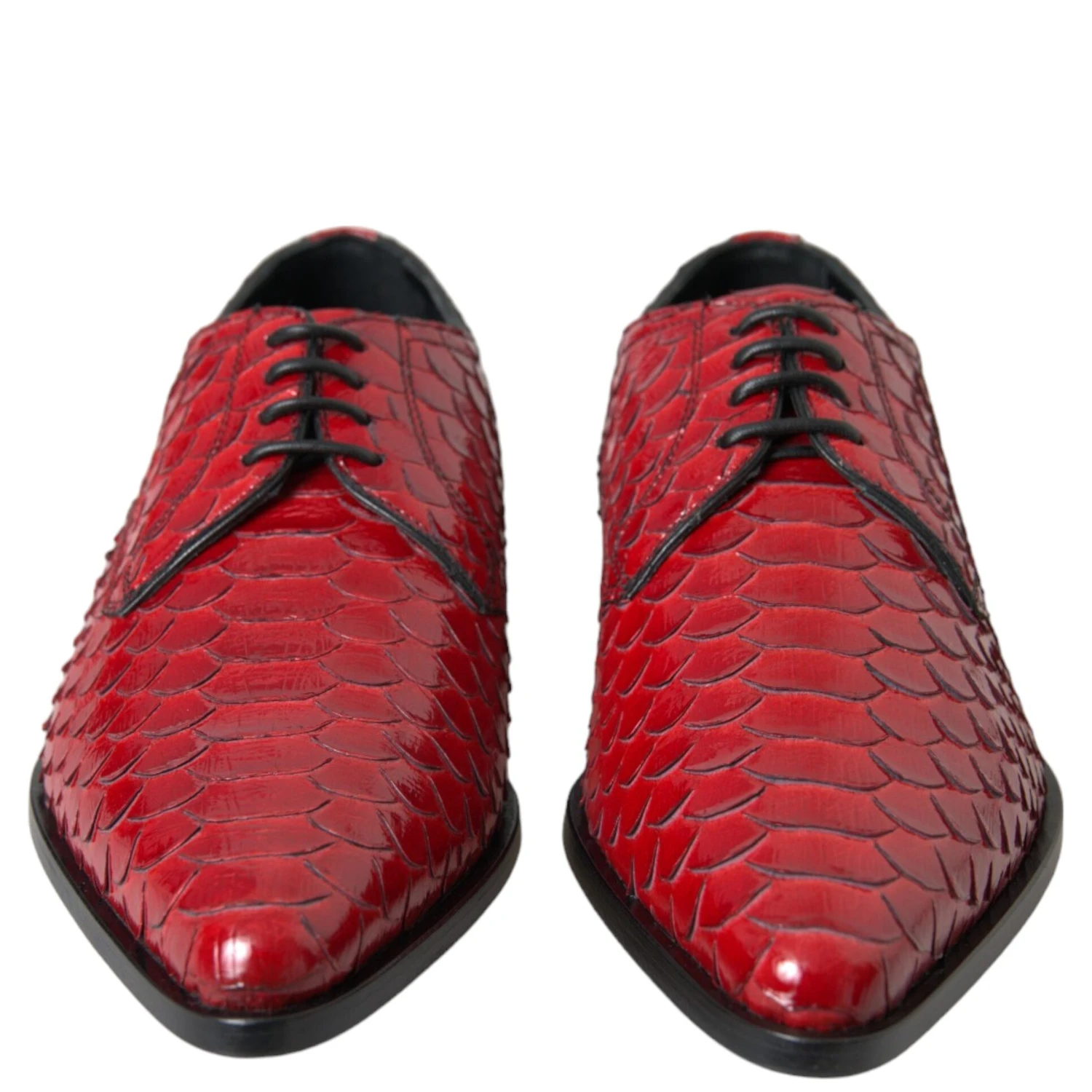 Red Textured Varnished Derby Men Formal Shoes