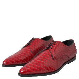 Red Textured Varnished Derby Men Formal Shoes