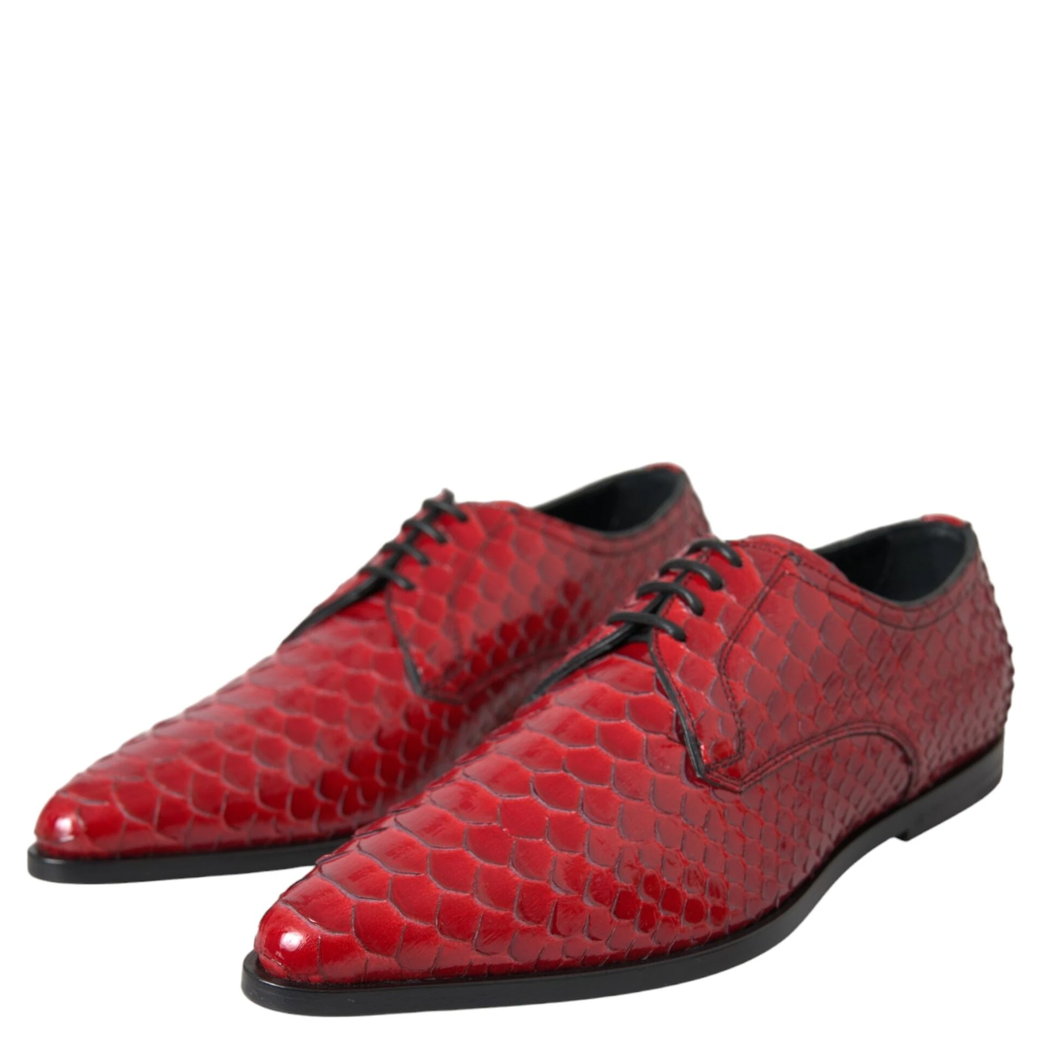 Red Textured Varnished Derby Men Formal Shoes
