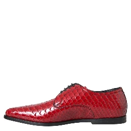 Red Textured Varnished Derby Men Formal Shoes