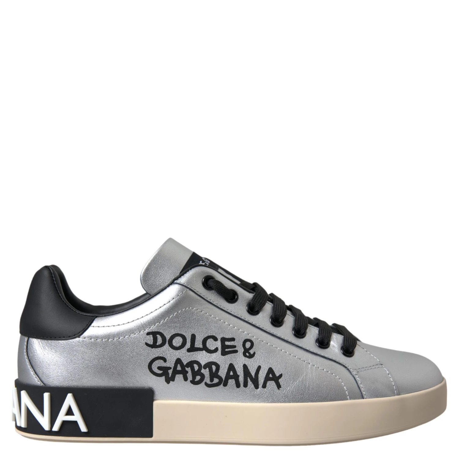 Silver Portofino Calf Leather Sneakers Men Shoes