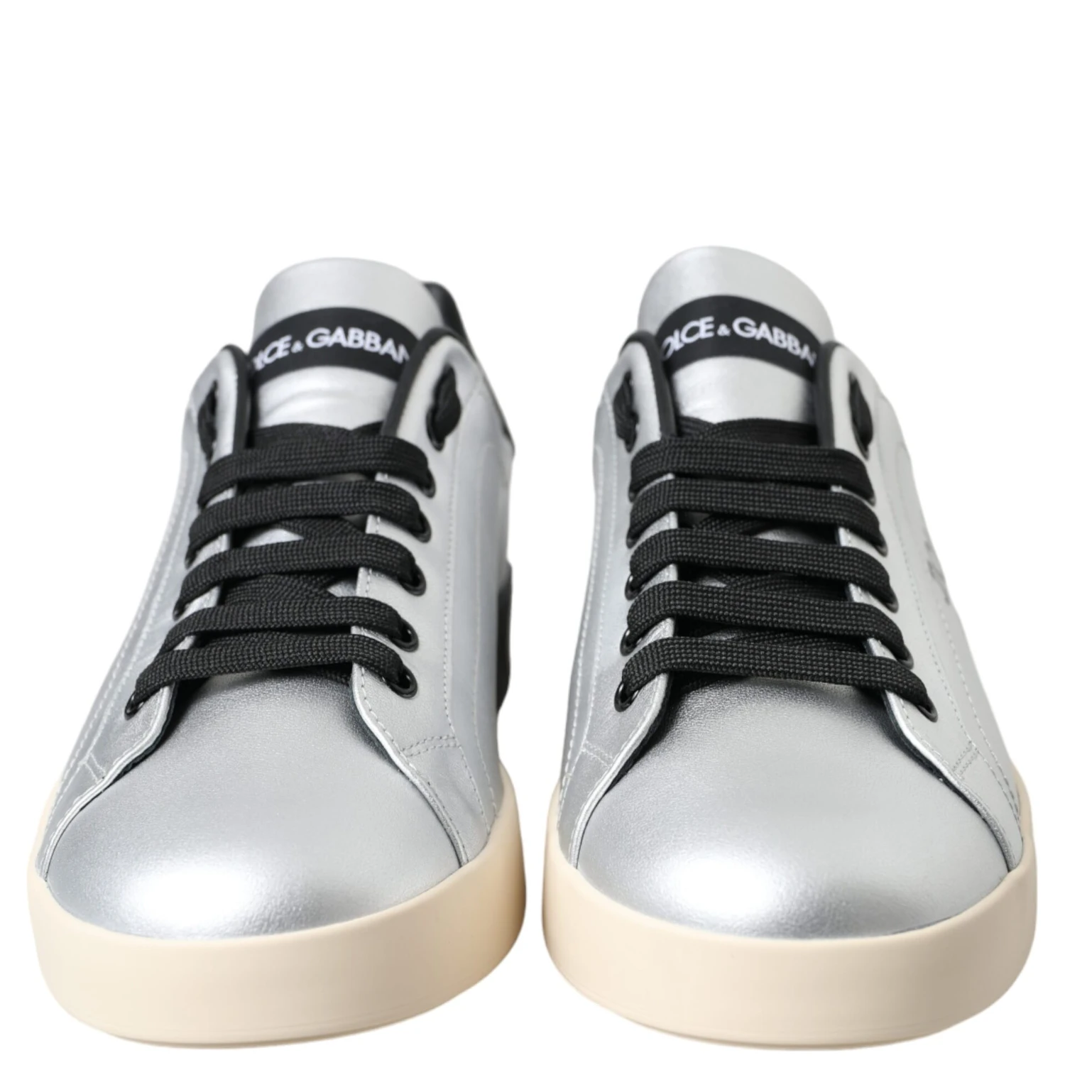 Silver Portofino Calf Leather Sneakers Men Shoes