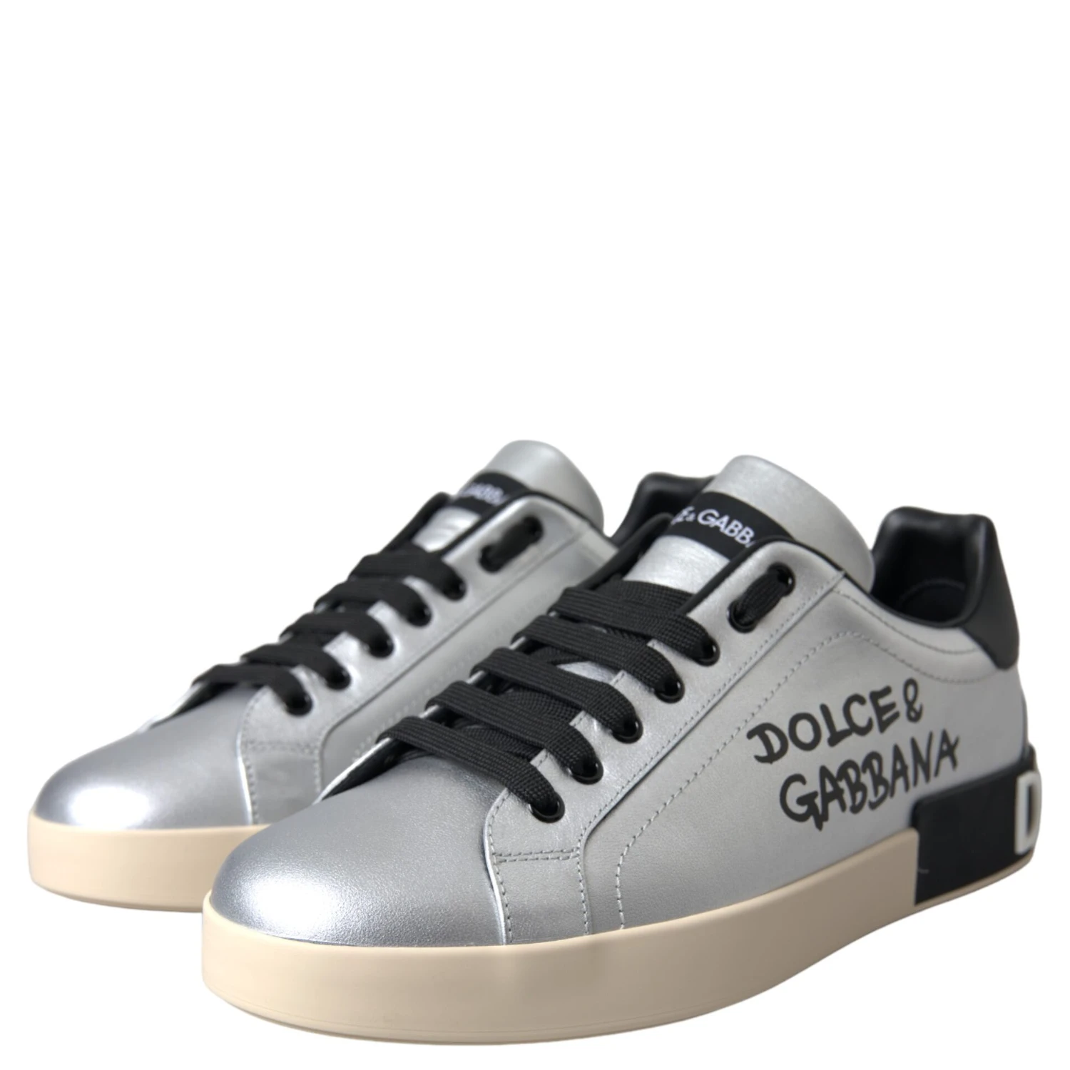 Silver Portofino Calf Leather Sneakers Men Shoes