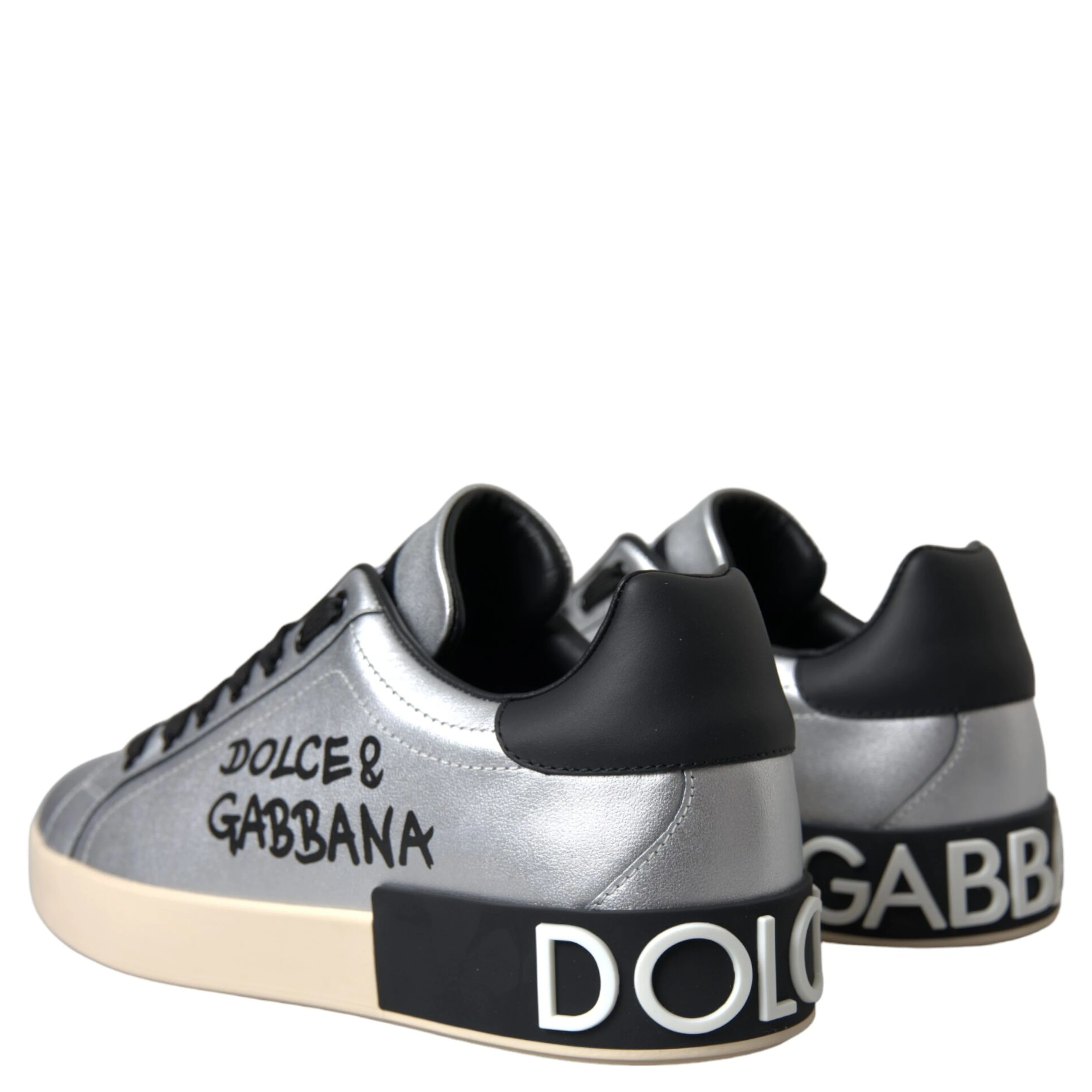 Silver Portofino Calf Leather Sneakers Men Shoes